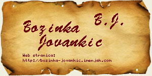 Božinka Jovankić vizit kartica